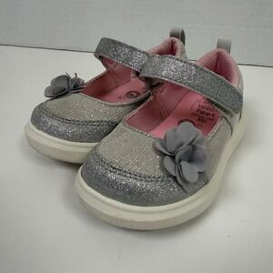 Stride Rite Gemma Silver‎ Toddlers Girls Size 5m Dress Shoes Gently Worn